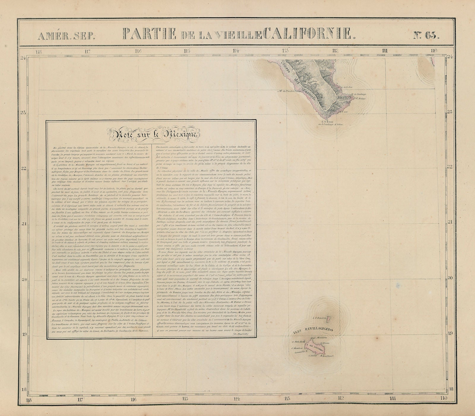 Amér Sep Partie de la Vielle Californie #63 Cabo San Lucas VANDERMAELEN 1827 map